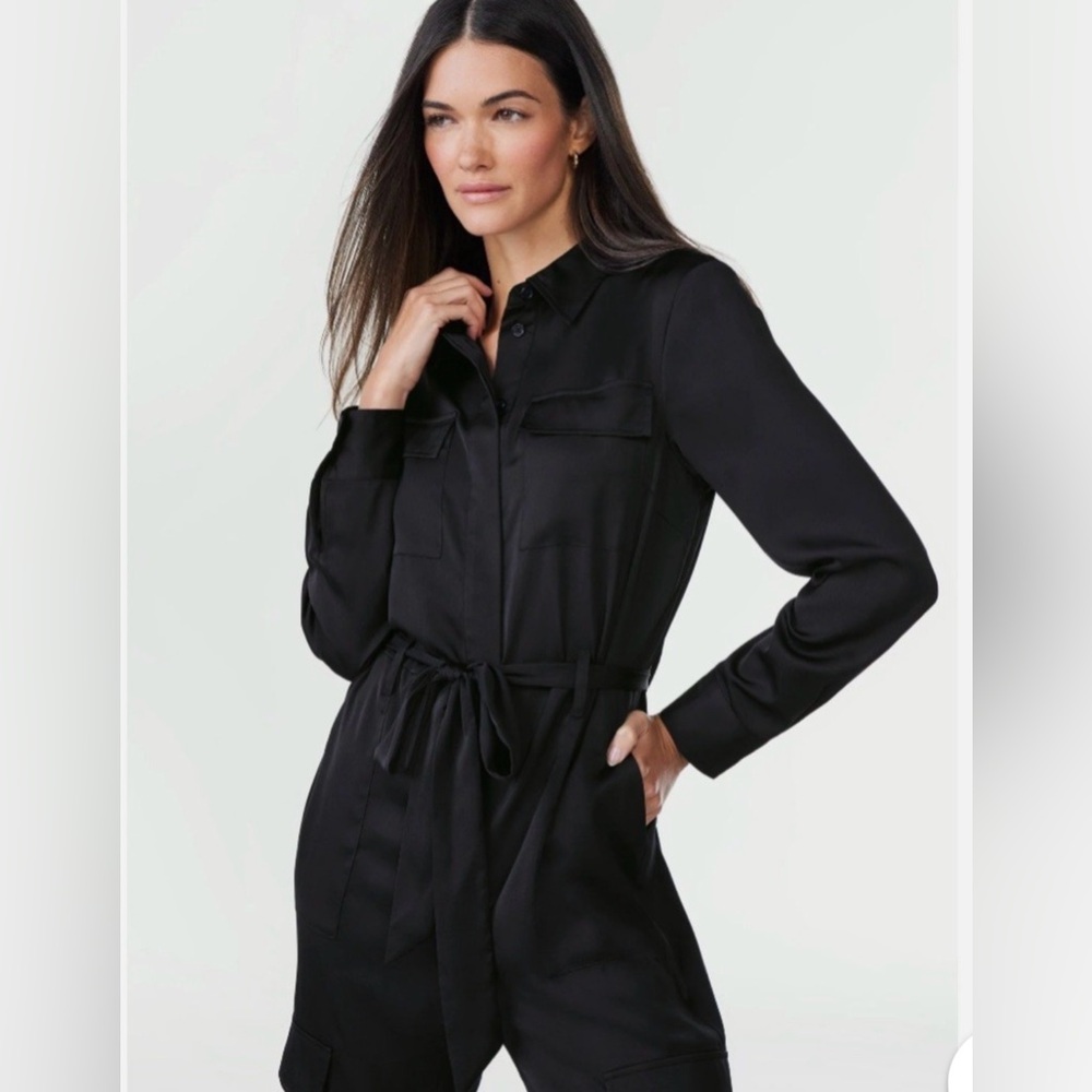 Black Womens Utility Jumpsuit with Tie Waist NWT